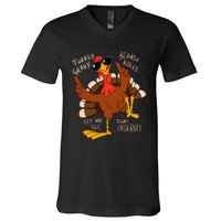 Turkey Gravy Beans And Rolls Casserole Funny Thanksgiving V-Neck T-Shirt