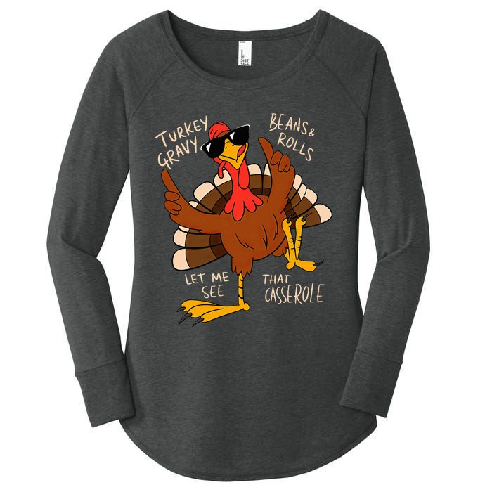 Turkey Gravy Beans And Rolls Casserole Funny Thanksgiving Women's Perfect Tri Tunic Long Sleeve Shirt