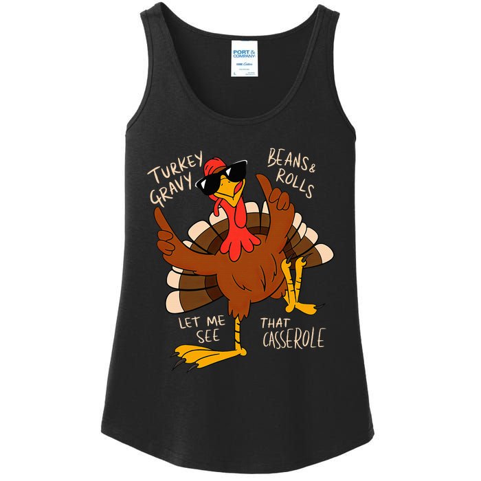 Turkey Gravy Beans And Rolls Casserole Funny Thanksgiving Ladies Essential Tank