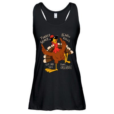 Turkey Gravy Beans And Rolls Casserole Funny Thanksgiving Ladies Essential Flowy Tank