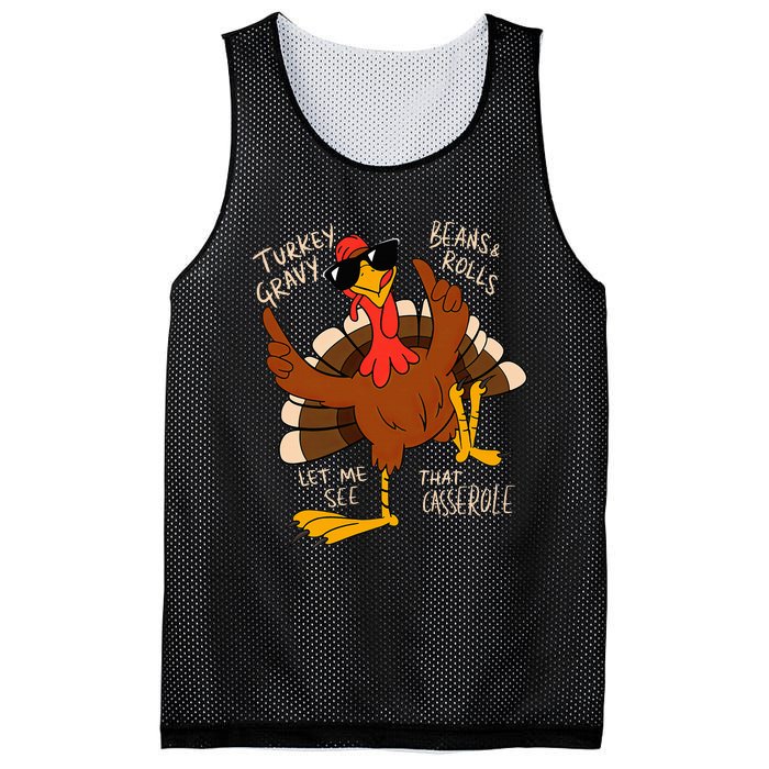 Turkey Gravy Beans And Rolls Casserole Funny Thanksgiving Mesh Reversible Basketball Jersey Tank