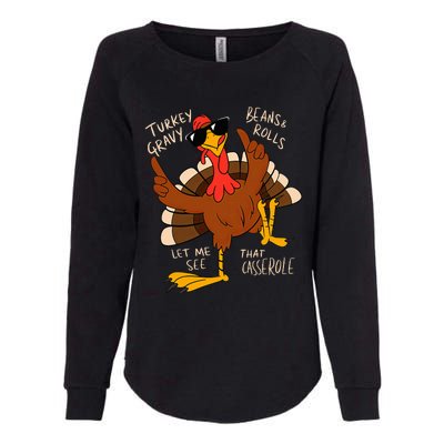 Turkey Gravy Beans And Rolls Casserole Funny Thanksgiving Womens California Wash Sweatshirt