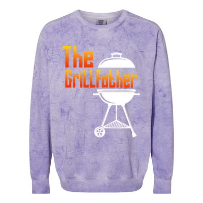 The Grillfather Barbecue Grill Master Smoker Funny Bbq Dad Cute Gift Colorblast Crewneck Sweatshirt