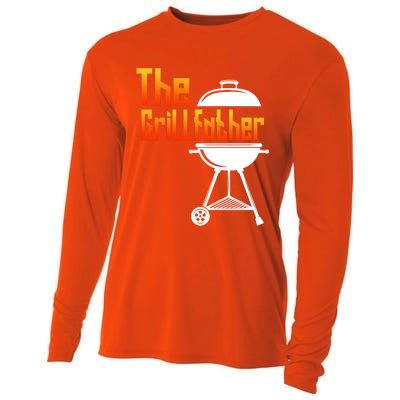 The Grillfather Barbecue Grill Master Smoker Funny Bbq Dad Cute Gift Cooling Performance Long Sleeve Crew