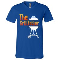 The Grillfather Barbecue Grill Master Smoker Funny Bbq Dad Cute Gift V-Neck T-Shirt