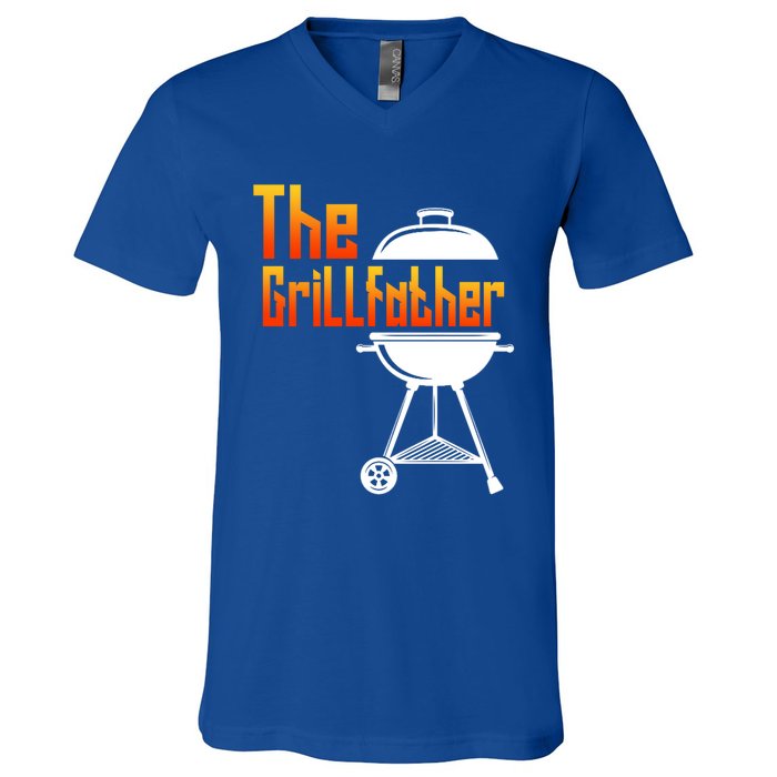 The Grillfather Barbecue Grill Master Smoker Funny Bbq Dad Cute Gift V-Neck T-Shirt