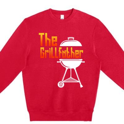 The Grillfather Barbecue Grill Master Smoker Funny Bbq Dad Cute Gift Premium Crewneck Sweatshirt