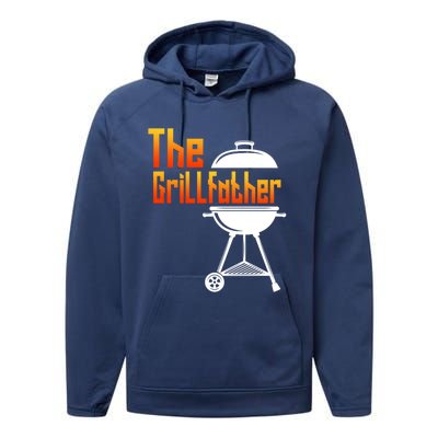 The Grillfather Barbecue Grill Master Smoker Funny Bbq Dad Cute Gift Performance Fleece Hoodie