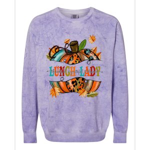 Thankful Grateful Blessed Lunch Lady Graphic Pumpkin Autumn Cool Gift Colorblast Crewneck Sweatshirt