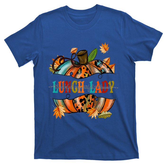 Thankful Grateful Blessed Lunch Lady Graphic Pumpkin Autumn Cool Gift T-Shirt