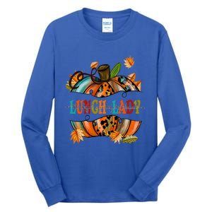 Thankful Grateful Blessed Lunch Lady Graphic Pumpkin Autumn Cool Gift Tall Long Sleeve T-Shirt