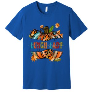 Thankful Grateful Blessed Lunch Lady Graphic Pumpkin Autumn Cool Gift Premium T-Shirt