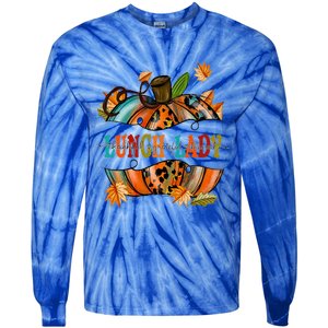 Thankful Grateful Blessed Lunch Lady Graphic Pumpkin Autumn Cool Gift Tie-Dye Long Sleeve Shirt