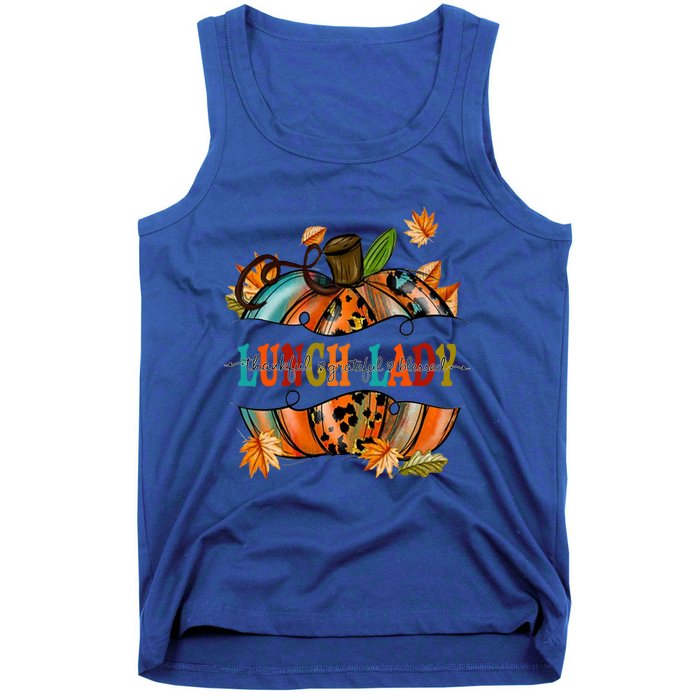 Thankful Grateful Blessed Lunch Lady Graphic Pumpkin Autumn Cool Gift Tank Top