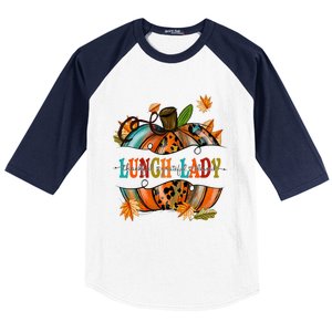 Thankful Grateful Blessed Lunch Lady Graphic Pumpkin Autumn Cool Gift Baseball Sleeve Shirt