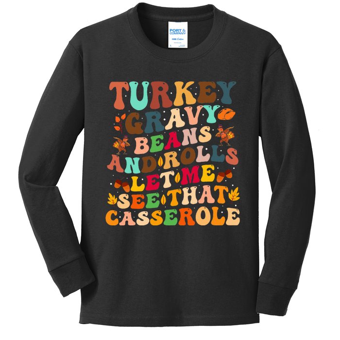 Turkey Gravy Beans And Rolls Let Me See That Casserole Kids Long Sleeve Shirt