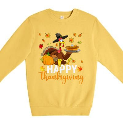 Thankful Grateful Blessed Turkey Women Happy Thanksgiving Gift Premium Crewneck Sweatshirt