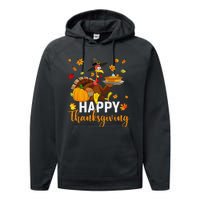 Thankful Grateful Blessed Turkey Women Happy Thanksgiving Gift Performance Fleece Hoodie