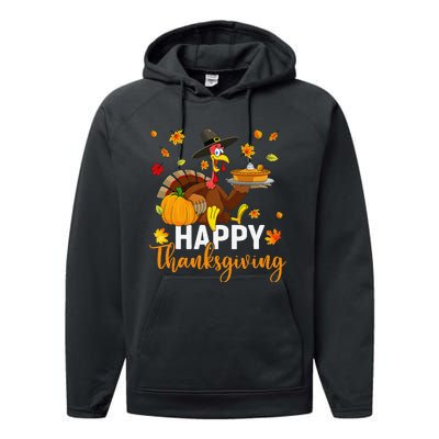 Thankful Grateful Blessed Turkey Women Happy Thanksgiving Gift Performance Fleece Hoodie