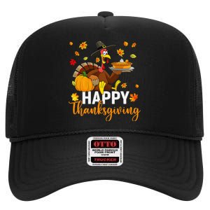 Thankful Grateful Blessed Turkey Women Happy Thanksgiving Gift High Crown Mesh Back Trucker Hat