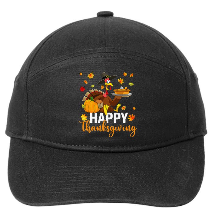 Thankful Grateful Blessed Turkey Women Happy Thanksgiving Gift 7-Panel Snapback Hat