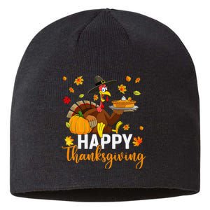 Thankful Grateful Blessed Turkey Women Happy Thanksgiving Gift Sustainable Beanie