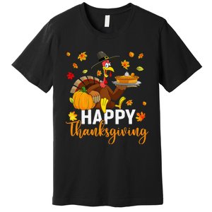 Thankful Grateful Blessed Turkey Women Happy Thanksgiving Gift Premium T-Shirt