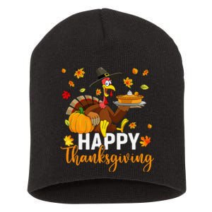 Thankful Grateful Blessed Turkey Women Happy Thanksgiving Gift Short Acrylic Beanie