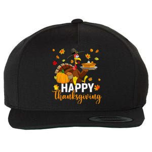 Thankful Grateful Blessed Turkey Women Happy Thanksgiving Gift Wool Snapback Cap