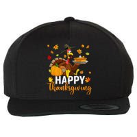 Thankful Grateful Blessed Turkey Women Happy Thanksgiving Gift Wool Snapback Cap