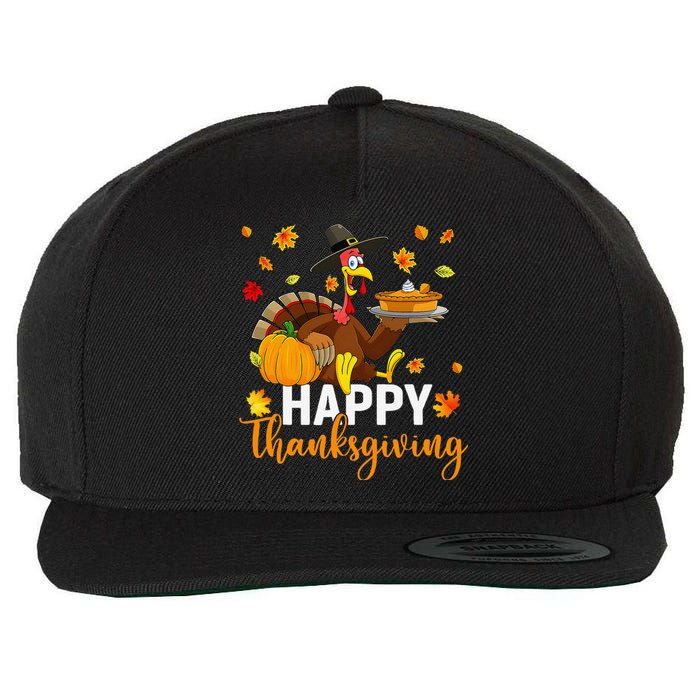 Thankful Grateful Blessed Turkey Women Happy Thanksgiving Gift Wool Snapback Cap