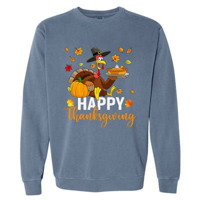 Thankful Grateful Blessed Turkey Women Happy Thanksgiving Gift Garment-Dyed Sweatshirt