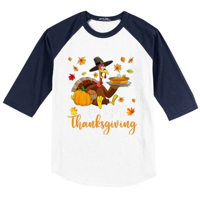 Thankful Grateful Blessed Turkey Women Happy Thanksgiving Gift Baseball Sleeve Shirt