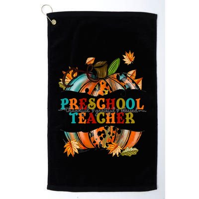 Thankful Grateful Blessed Preeschool Teacher Pumpkin Autumn Gift Golf Towel