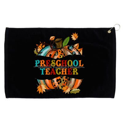 Thankful Grateful Blessed Preeschool Teacher Pumpkin Autumn Gift Grommeted Golf Towel