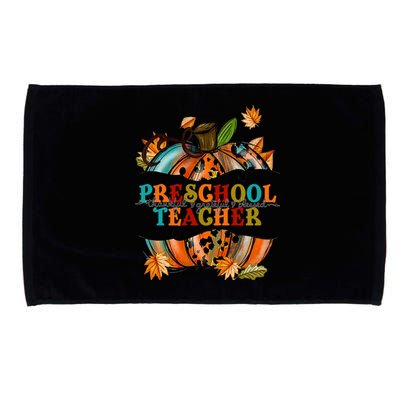 Thankful Grateful Blessed Preeschool Teacher Pumpkin Autumn Gift Microfiber Hand Towel