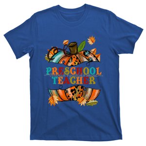 Thankful Grateful Blessed Preeschool Teacher Pumpkin Autumn Gift T-Shirt