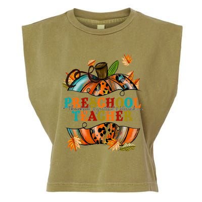 Thankful Grateful Blessed Preeschool Teacher Pumpkin Autumn Gift Garment-Dyed Women's Muscle Tee