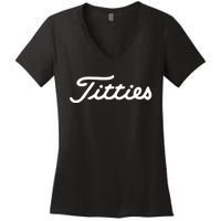 Titties Golf Bachelor Party Funny Golfing Gift Parody Women's V-Neck T-Shirt