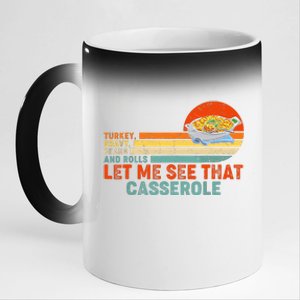 Turkey Gravy Beans And Rolls Let Me See That Casserole Retro Thanksgiving Gift 11oz Black Color Changing Mug