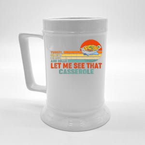 Turkey Gravy Beans And Rolls Let Me See That Casserole Retro Thanksgiving Gift Beer Stein