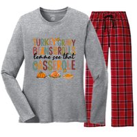 Turkey Gravy Beans And Rolls Let Me See That Casserole Fall Women's Long Sleeve Flannel Pajama Set 