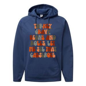 Turkey Gravy Beans And Rolls Let Me See That Casserole Retro Performance Fleece Hoodie