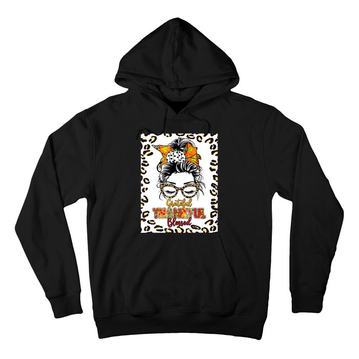 Thankful Grateful Blessed Happy Thanksgiving Autumn Falling Hoodie