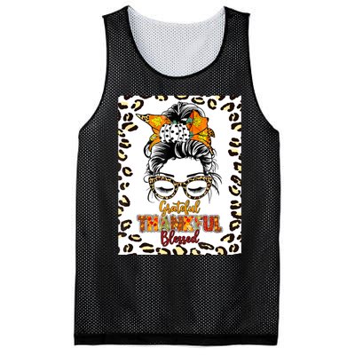 Thankful Grateful Blessed Happy Thanksgiving Autumn Falling Mesh Reversible Basketball Jersey Tank