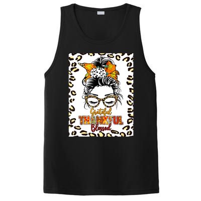 Thankful Grateful Blessed Happy Thanksgiving Autumn Falling PosiCharge Competitor Tank