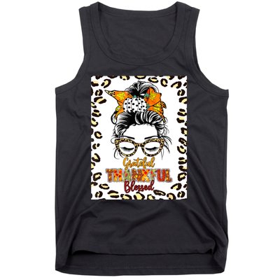 Thankful Grateful Blessed Happy Thanksgiving Autumn Falling Tank Top