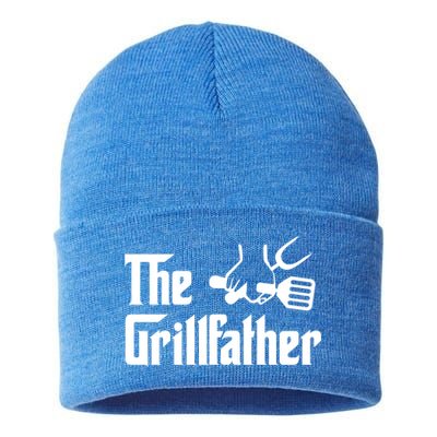 The Grillfather Bbq Grill Barbecue Cooking Cook Daddy Papa Gift Sustainable Knit Beanie