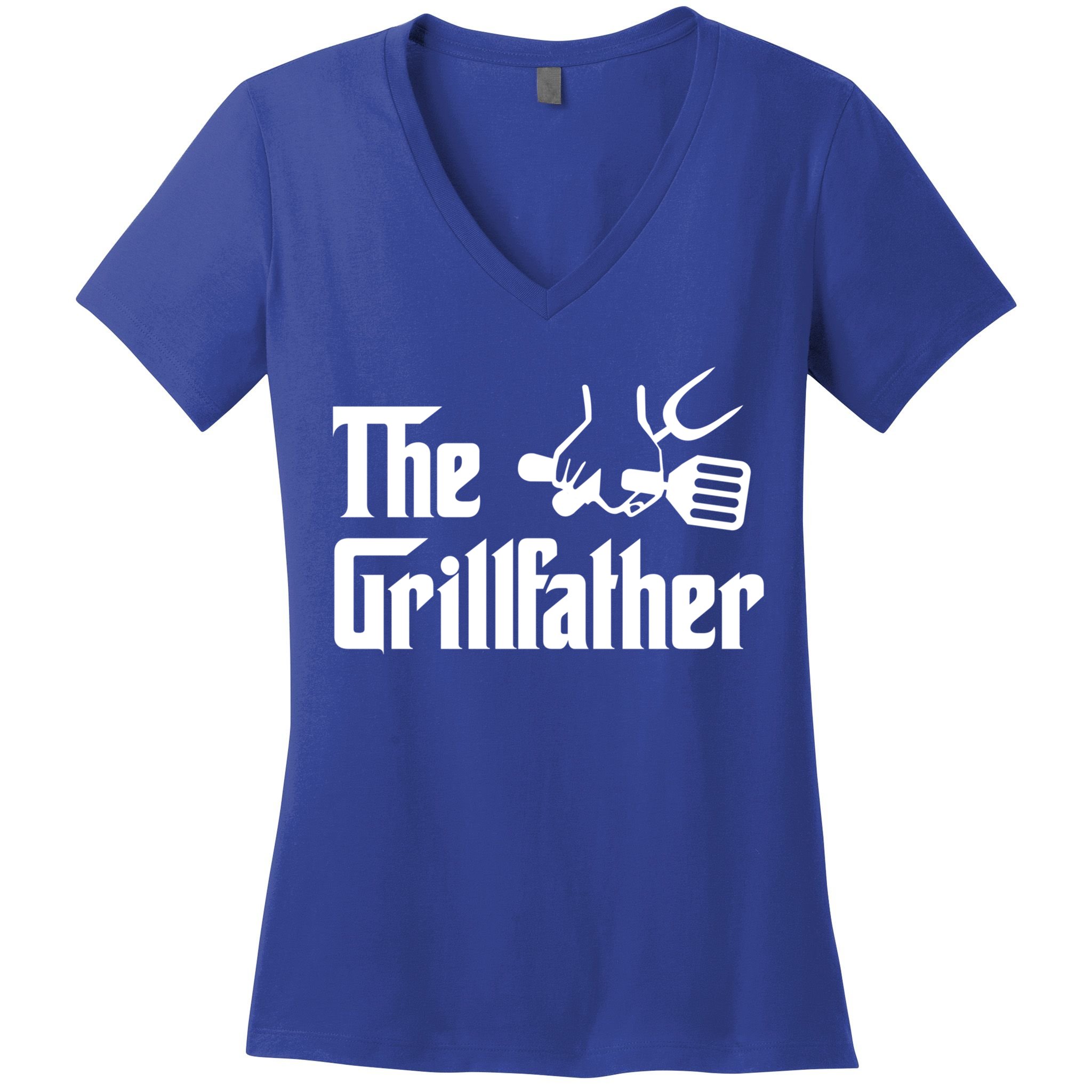 The Grillfather Bbq Grill Barbecue Cooking Cook Daddy Papa Gift Women's V-Neck T-Shirt
