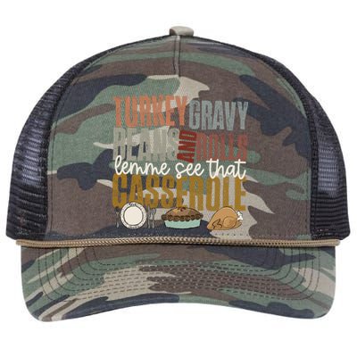 Turkey Gravy Beans And Rolls Let Me See That Casserole Fall Retro Rope Trucker Hat Cap